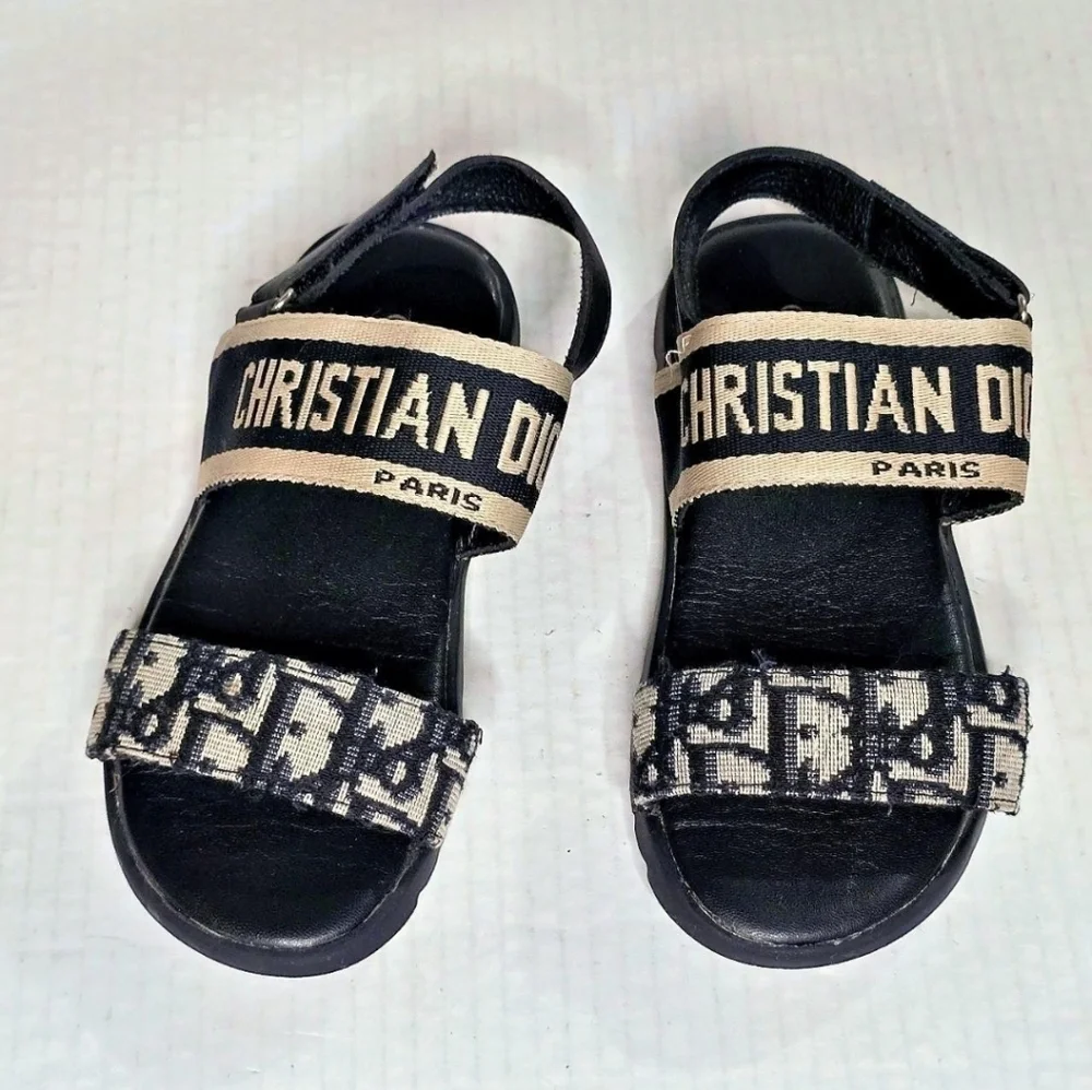 Dior Kids Sandals Size 30 Oblique Monogram Toddler Girls Luxury Shoes - Picture 4 of 14